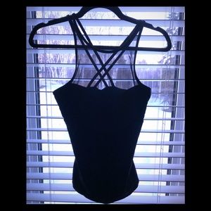 ALO sheer and black stroppy tank